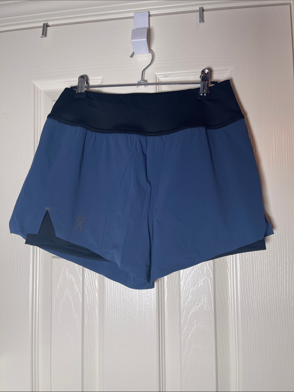 Blue Athletic Running Shorts with Black Stretch Waistband